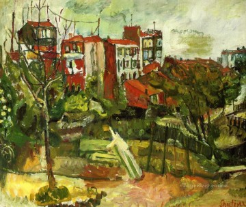  Chaim Obras - paisaje suburbano con casas rojas Chaim Soutine Expresionismo